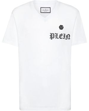 Philipp Plein T-Shirt mit Gothic-Logo-Print - Weiß
