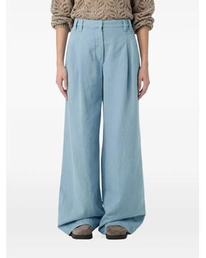 Brunello Cucinelli Pleated Wide-Leg Pants - Blue