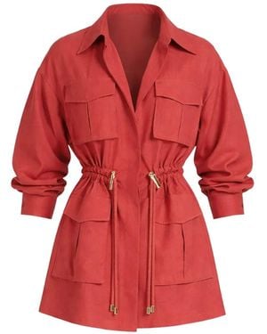 Elie Saab Drawstring Silk Shirt - Red