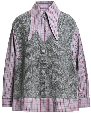Essentiel Antwerp Kute Checked Layered-Vest Shirt - Grey