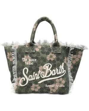 MC2 Saint Barth Floral-Print Frayed Tote Bag - Grey
