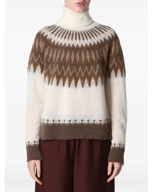 Roberto Collina Fair Isle-Knit Roll-Neck Sweater - Natural