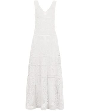 D.exterior Gehaakte Maxi-Jurk Met V-Hals - Wit