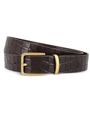 Tagliatore Crocodile-Effect Buckle Belt - White