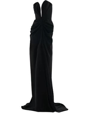 Rhea Costa Strapless Draped Gown - Black