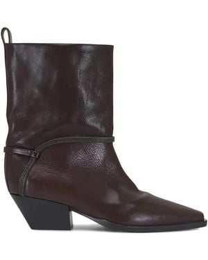 Brunello Cucinelli Leather Western Boots - Black