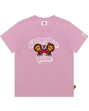 *BABY MILO® STORE BY *A BATHING APE® T-Shirt À Imprimé Graphique - Pink