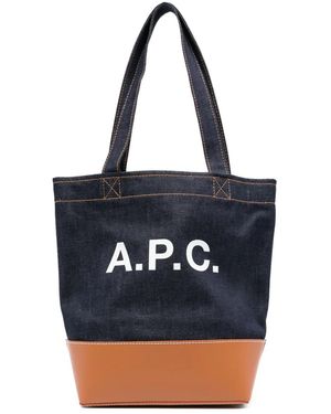 A.P.C. Denim Cowhide Handbag - Blue
