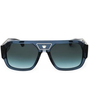 Versace Medusa-Embellishment Pilot-Frame Sunglasses - Blue