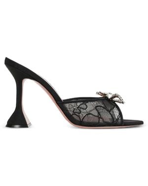 AMINA MUADDI Crystal-Embellished Lace Sandals - White