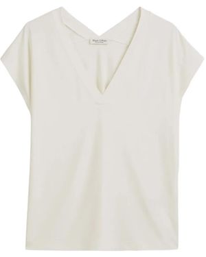 Marc O' Polo V-Neck Cap-Sleeve T-Shirt - White