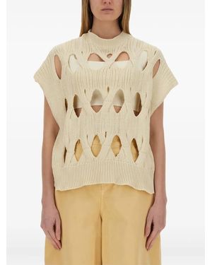 Alysi Cut-out knit T-shirt - Natur