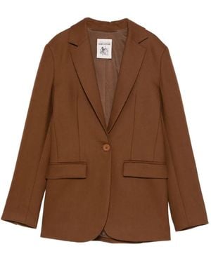 Semicouture Notched-Lapel Pocket Blazer - Brown