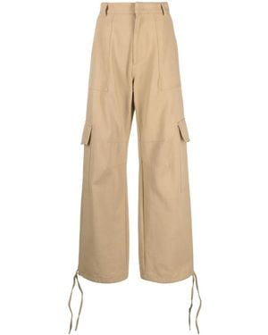 Moschino Logo-Embroidered Cargo Palazzo Trousers - Natural