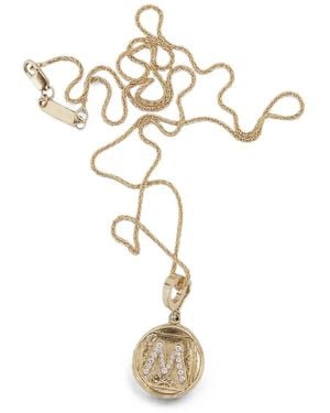 Azlee Diamond Initial Coin Pendant - White