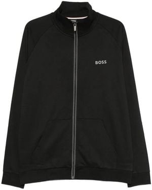 BOSS Sudadera Con Cremallera Y Logo Estampado - Negro