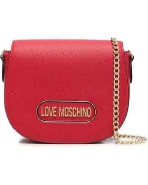 Love Moschino Bolso Satchel Con Placa Del Logo - Rojo