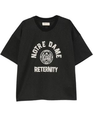 RETERNITY Notre Dame T-Shirt Aus Mesh Mit Logo-Print - Schwarz