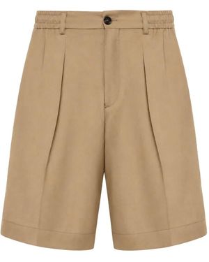 BE ABLE Pleated Elasticated-Waist Shorts - White