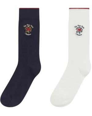Drole de Monsieur La Chaussette Slogan Rose 靴下 - ブルー