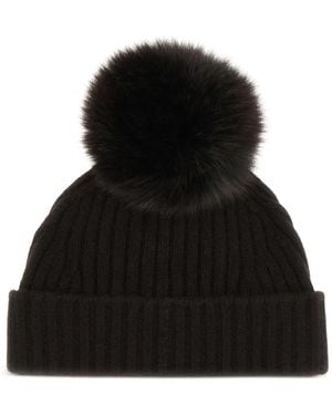 Vanisé Bonnet Cuffie En Maille Côtelée - Noir