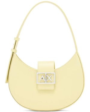 ARMANI EXCHANGE Logo-Plaque Crescent Tote Bag - Metallic