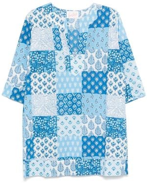 Mc2 Saint Barth Robe De Plage À Design Patchwork - Bleu