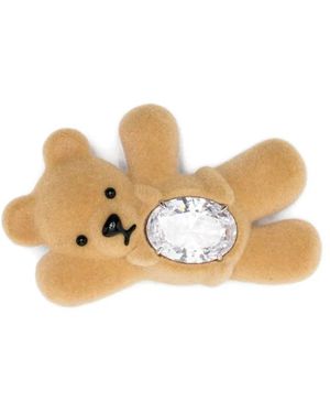 YVMIN Embellished-Teddy Bear Hair Clip - White
