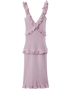 Burberry Ruffled Silk Blend Dress - Lila