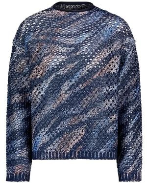Betty Barclay Lochstrick-Pullover Mit Tiger-Print - Blau
