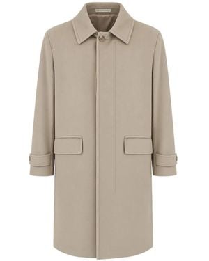 Corneliani Single-Breasted Flap-Pocket Coat - Natural