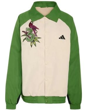 adidas X Farm Rio Parrot-Embroidered Colour-Block Jacket - Green
