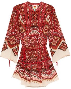FARM Rio Geometric-Pattern Mini Dress - Red
