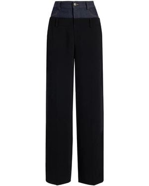 Cinq À Sept Dionne Crepe And Denim Trousers - Black