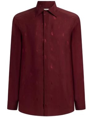 Etro Silk-Blend Jacquard Shirt With Fil Coupé Paisleys - Purple