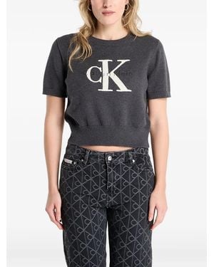 Calvin Klein Graphic Short-Sleeve Sweater - Black