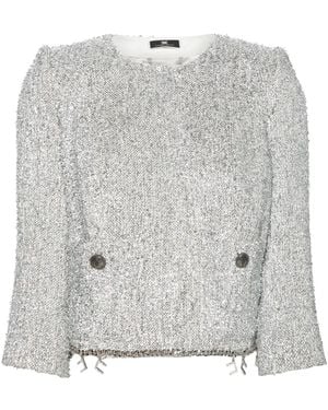 Elisabetta Franchi Kurze Tweed-Jacke - Grau