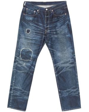 Junya Watanabe Whiskering-Effect Trousers - Blue