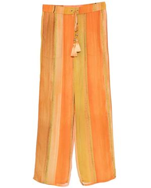 Agua de Coco Striped Tassel-Detail Trousers - Orange