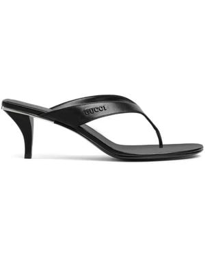 Gucci Vittoria Leren Sandalen - Zwart