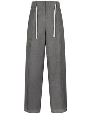 CROQUIS Double-Pleated Drawstring Tailored Trousers - Grey