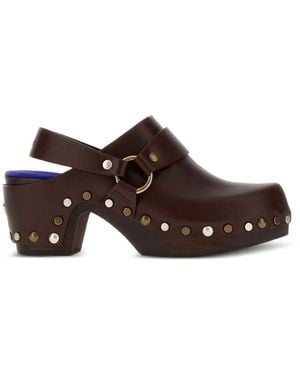 Chloé Talis Studded Leather Clogs - Brown