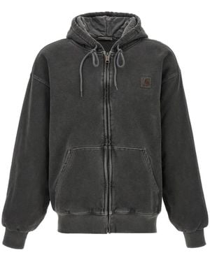 Carhartt Logo-Patch Zip-Up Hoodie - Gray