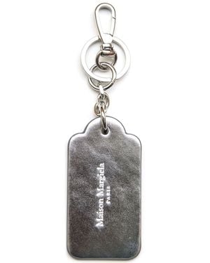 Maison Margiela Logo-embossed Leather Key Ring - Metallic