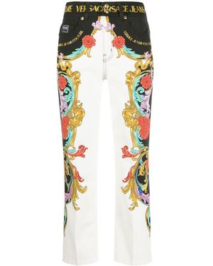 Versace Jeans Couture Logo-Waistband Detail Trousers - White