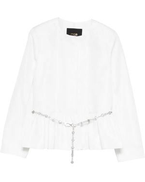 Maje Embellished Peplum-Hem Jacket - White