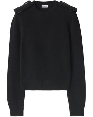 Burberry Karierter Pullover Mit Schulterklappen - Schwarz