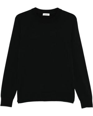Sandro Ribbed-Trim Round-Neck Jumper - Black