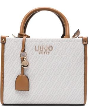 Liu Jo Monogram-Pattern Logo-Plaque Tote Bag - Gray