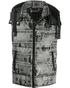 Philipp Plein Skull Dollar Feather Down Vest - Black